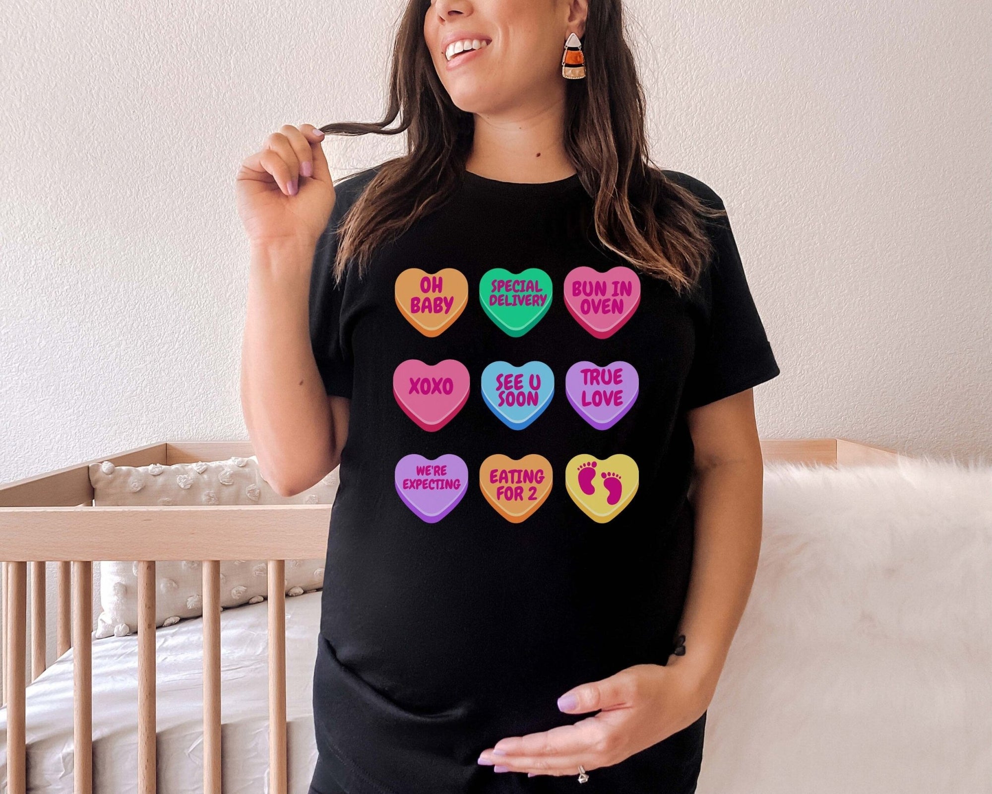 Candy Hearts Pregnancy Announcement Shirt - Mod Reveals