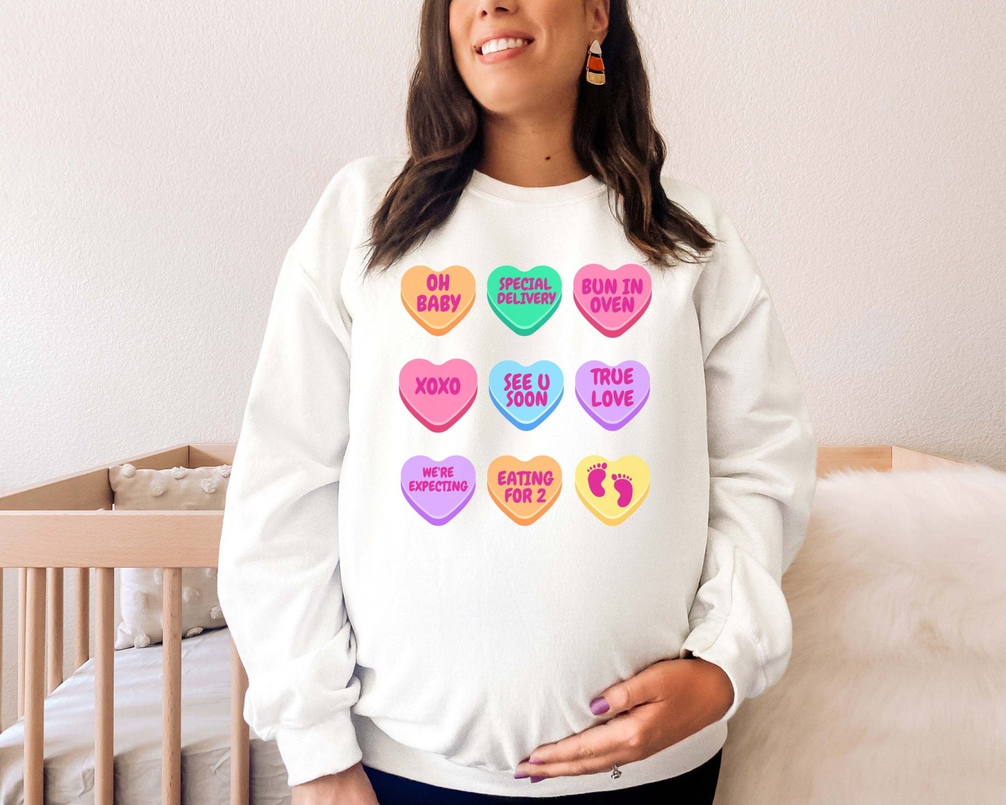 Candy Hearts Pregnancy Announcement Sweatshirt - Mod Reveals