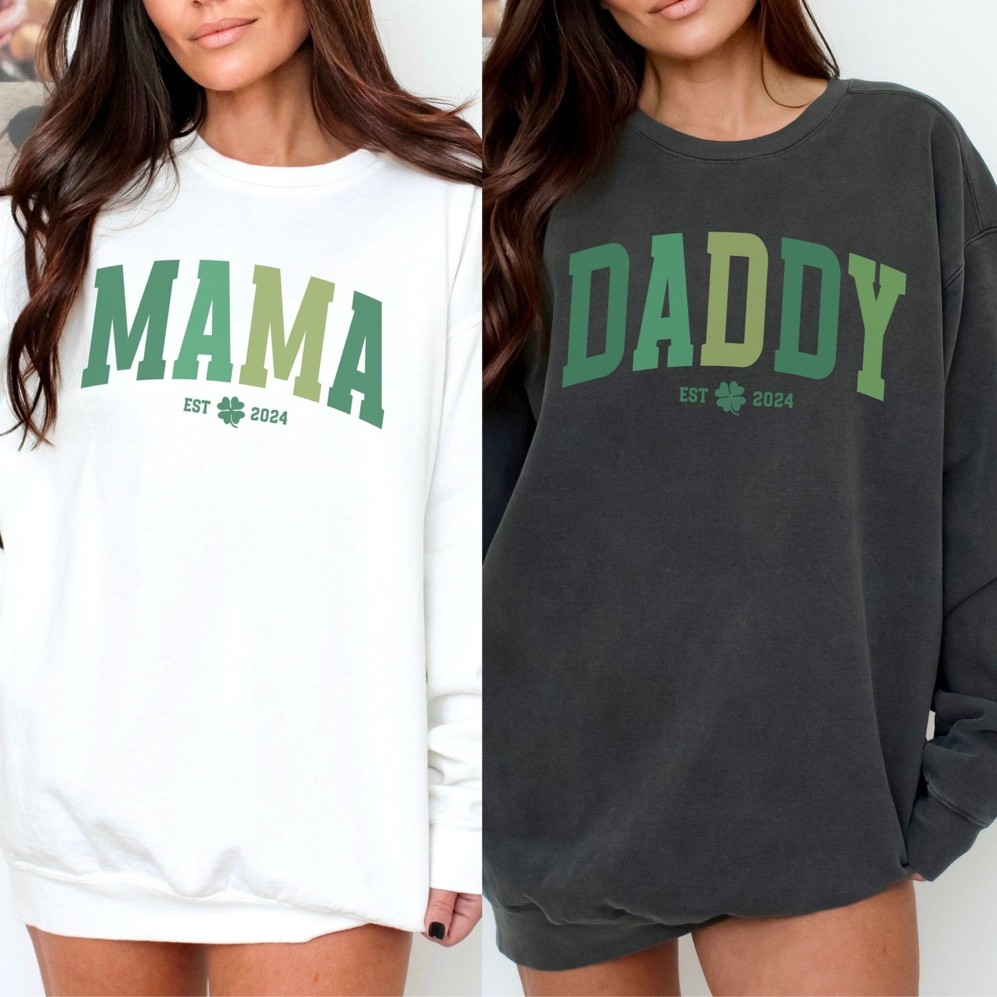 Custom Mama Daddy Est Year St Patrick's Day Sweatshirt - Mod Reveals