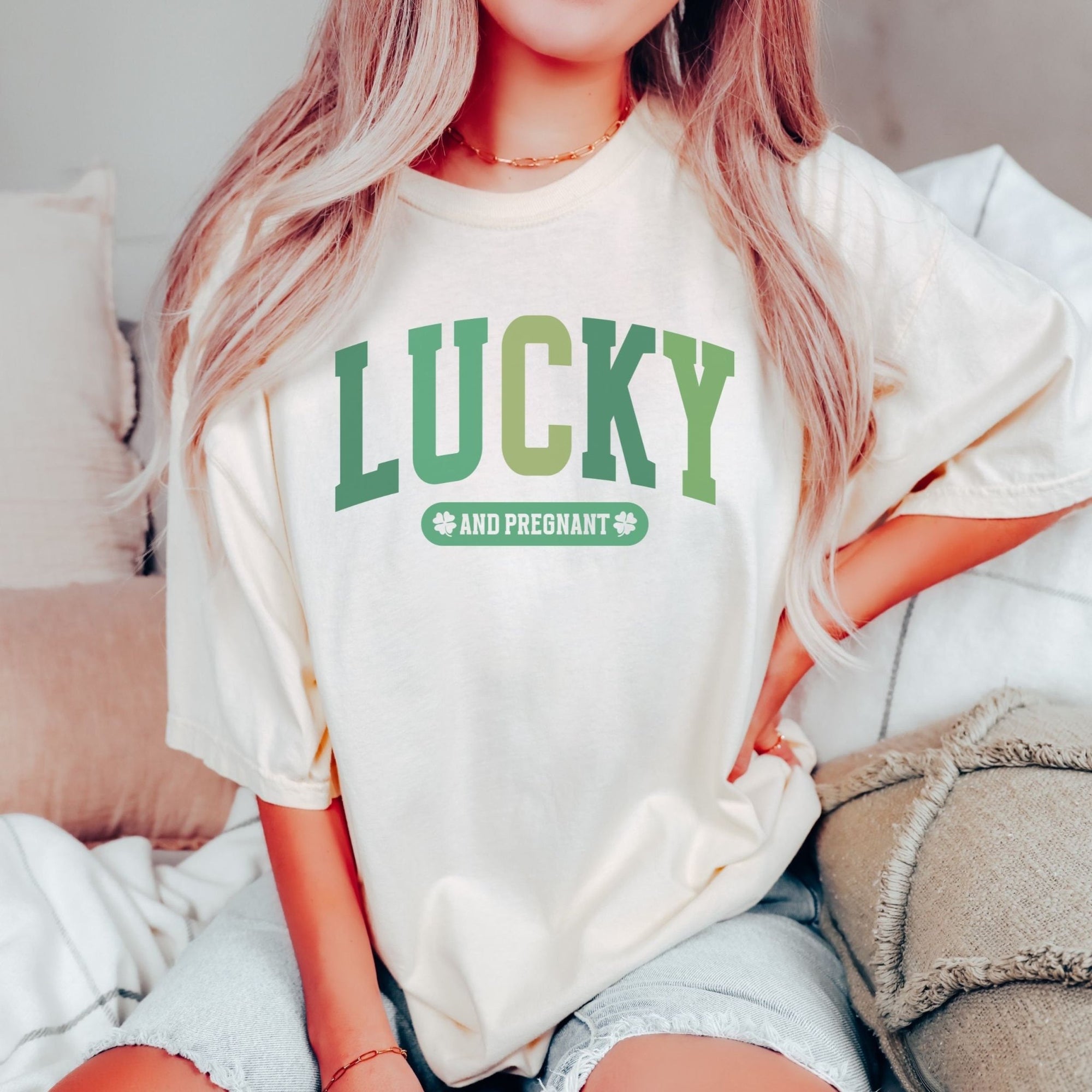 Lucky and Pregnant Mom Dad Shirts - Mod Reveals