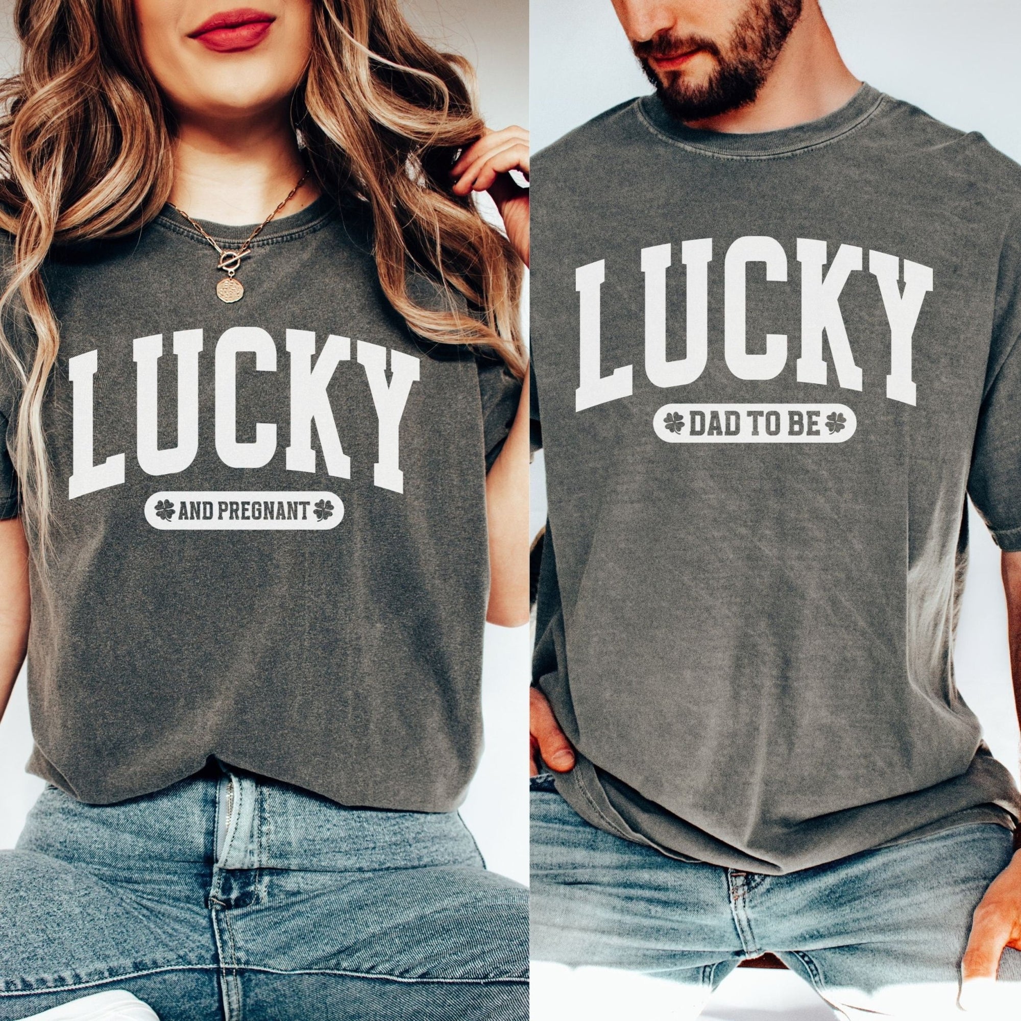 Lucky and Pregnant Mom Dad Shirts - Mod Reveals