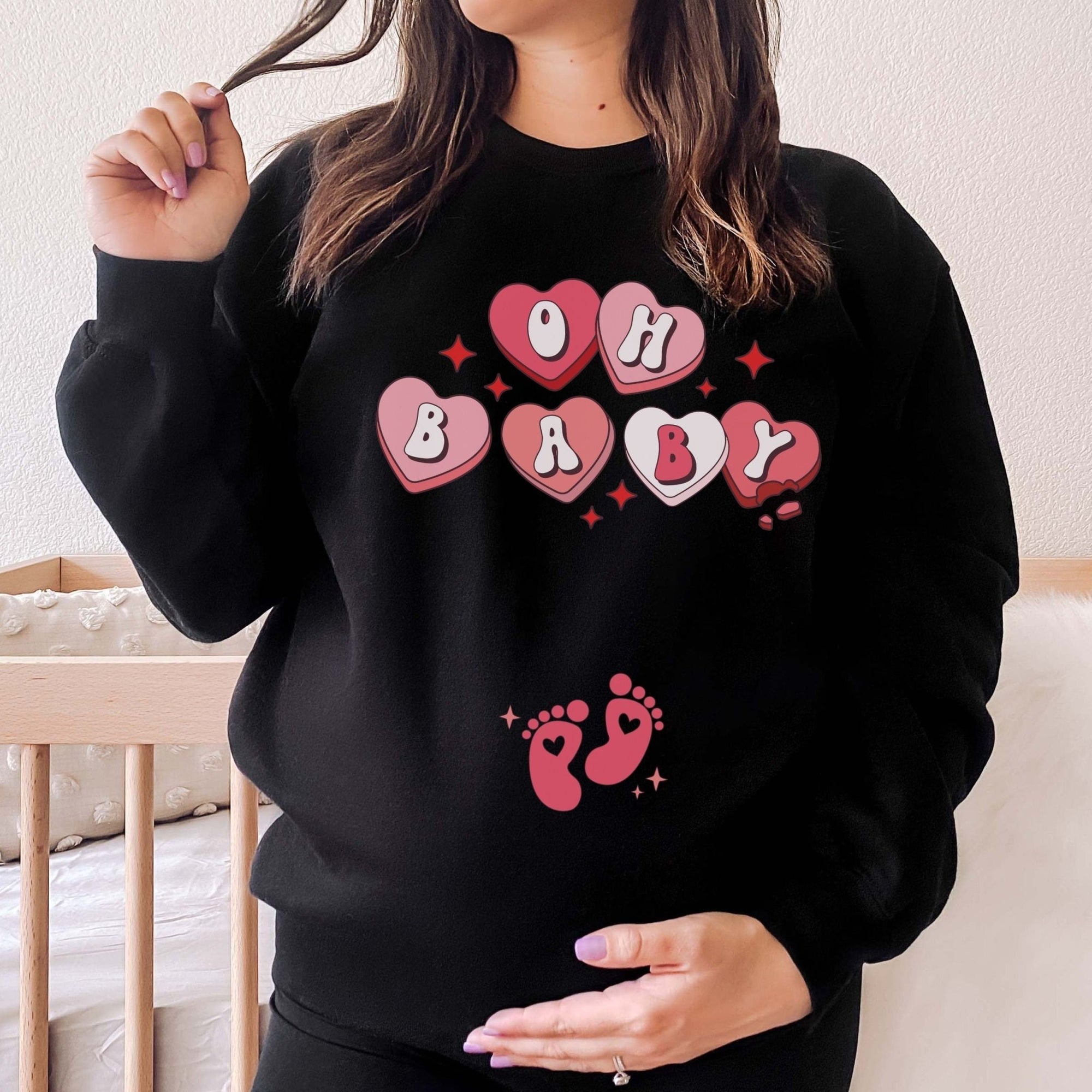 Oh Baby Valentines Day Pregnancy Announcement Sweatshirt - Mod Reveals