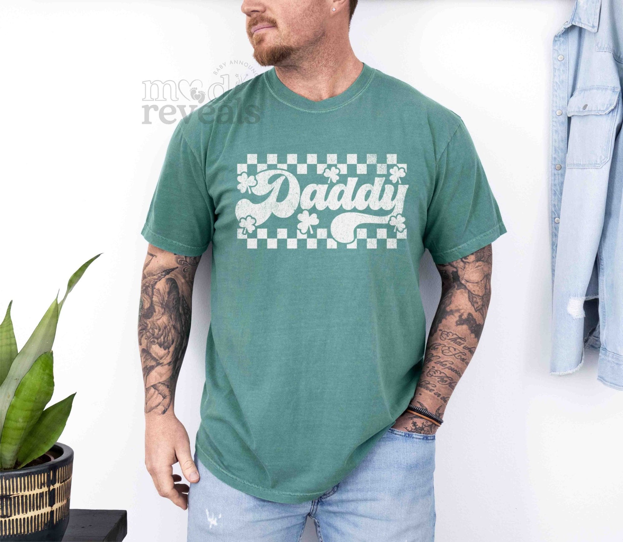 Retro Checkered St Patrick's Day Mama Daddy Shirts - Mod Reveals