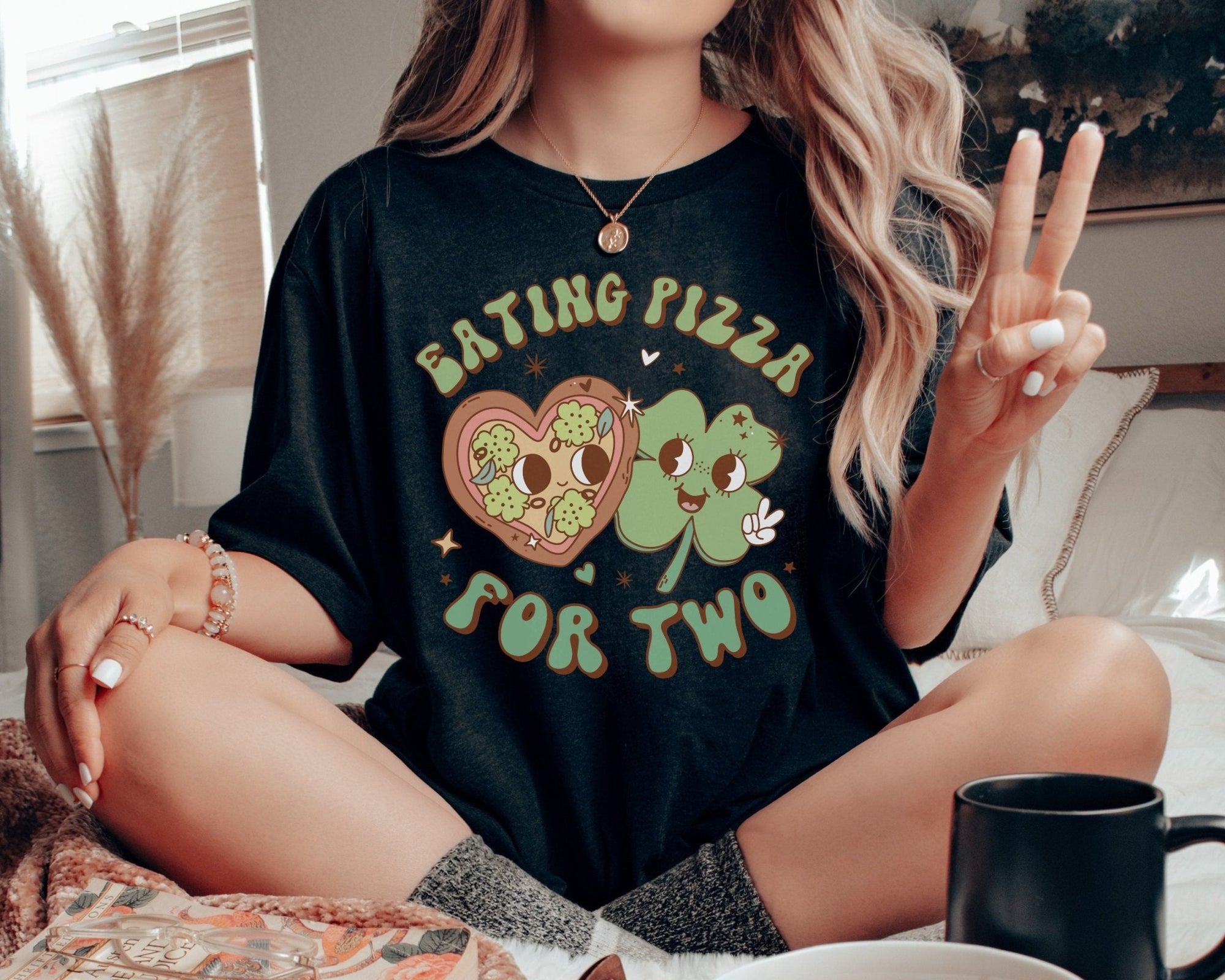 St Patrick's Day Eating Pizza For Two Shirt - Mod Reveals