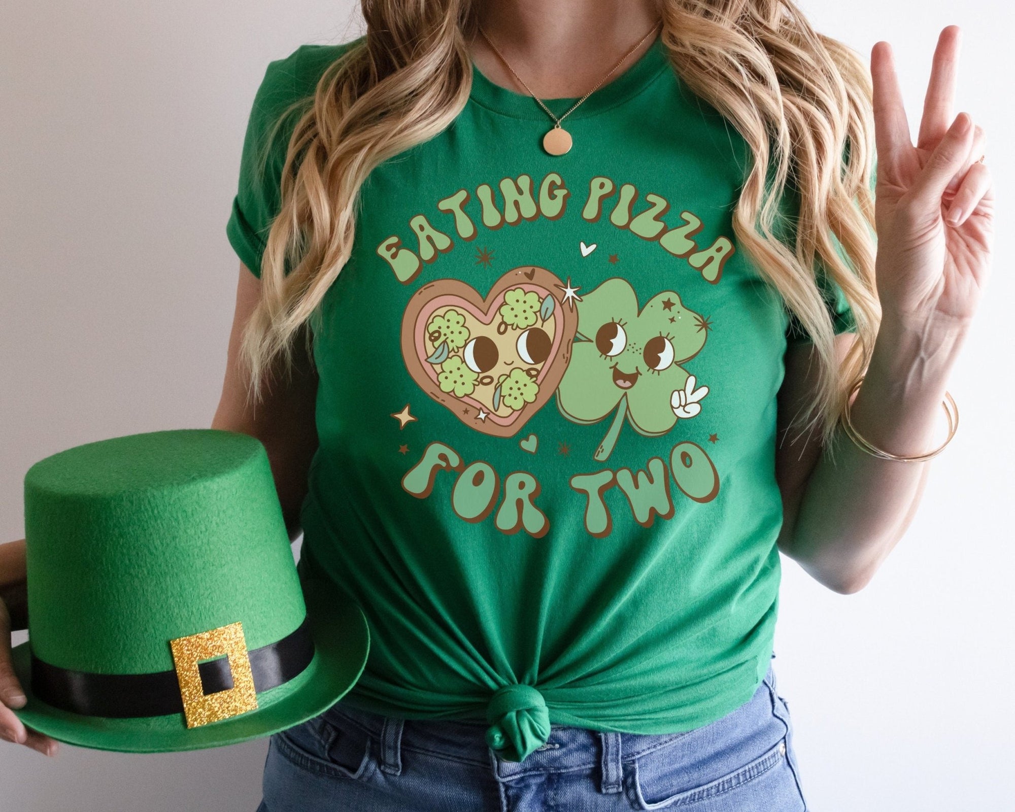 St Patrick's Day Eating Pizza For Two Shirt - Mod Reveals